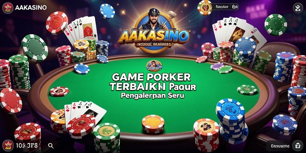 Tampilan gameplay serius Poker di AAKASINO dengan meja yang penuh aksi.
