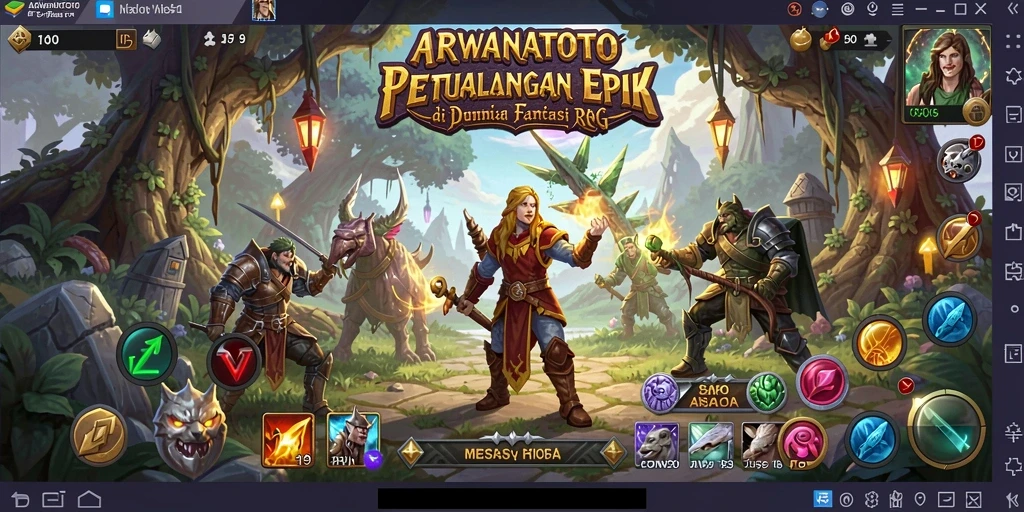 Tampilan gameplay ARWANATOTO yang menampilkan petualangan seru karakter RPG.