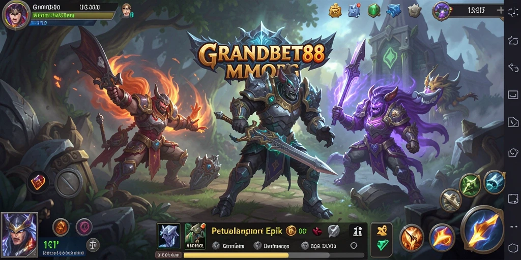 Screenshot gameplay GRANDBET88 dengan karakter dan dunia yang luas.