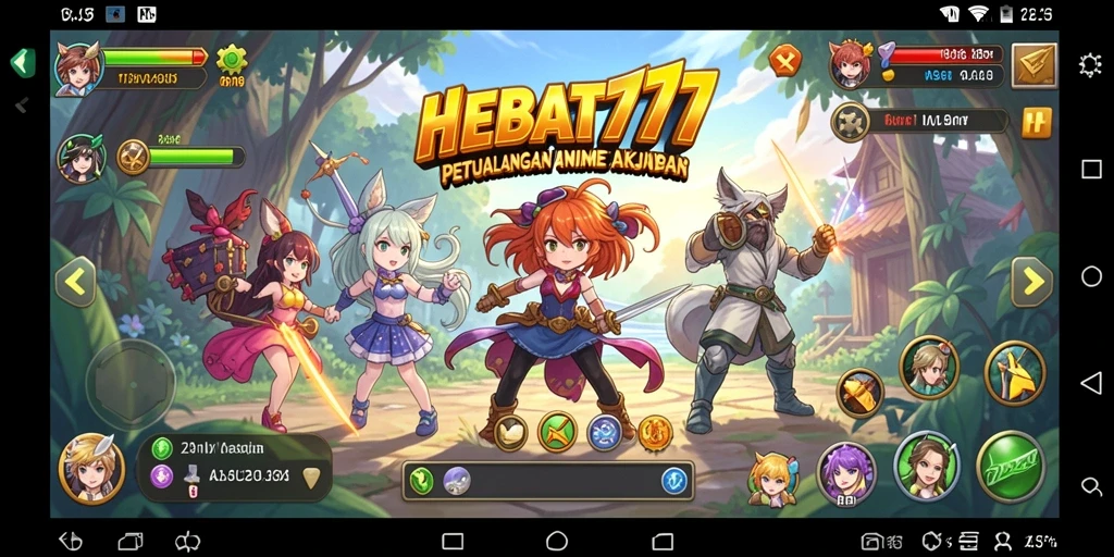 Tampilan gameplay menarik HEBAT777 dalam suasana anime yang penuh warna.