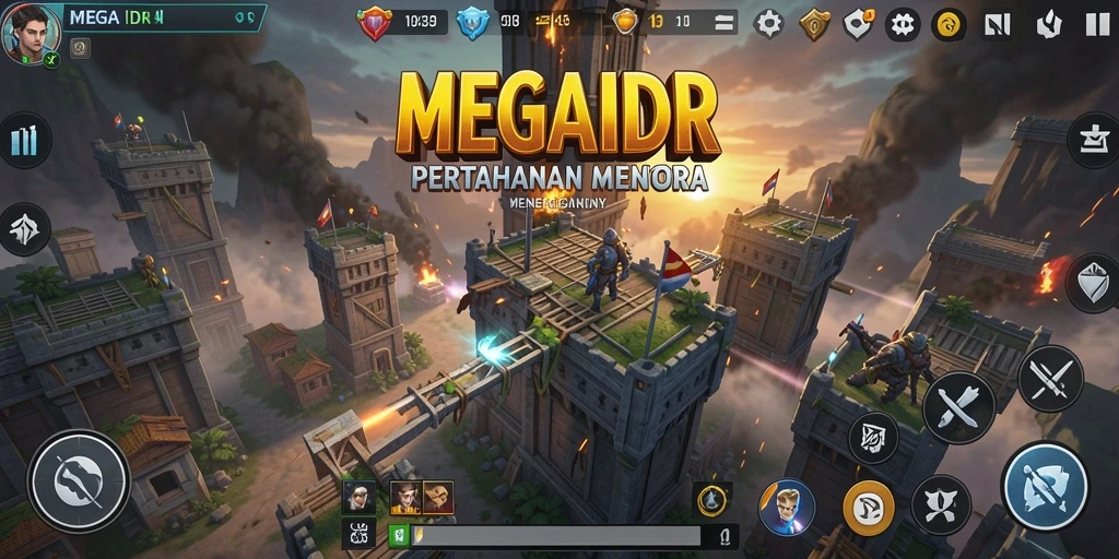 Tampilan gameplay menegangkan di MEGAIDR dengan strategi Tower Defense.