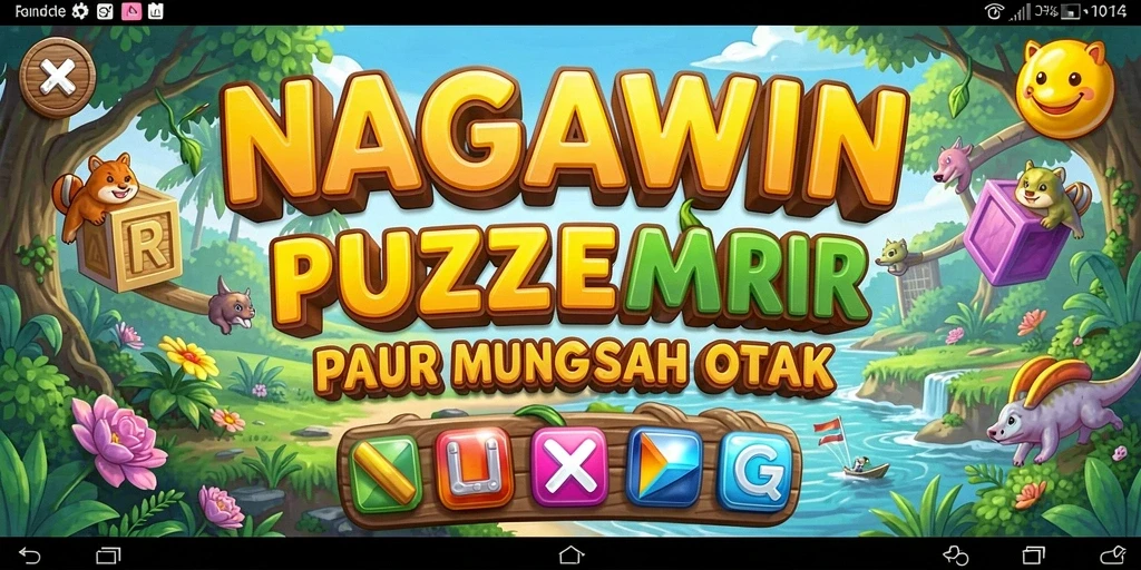 Tampilan gameplay NAGAWIN dengan berbagai teka-teki asah otak.