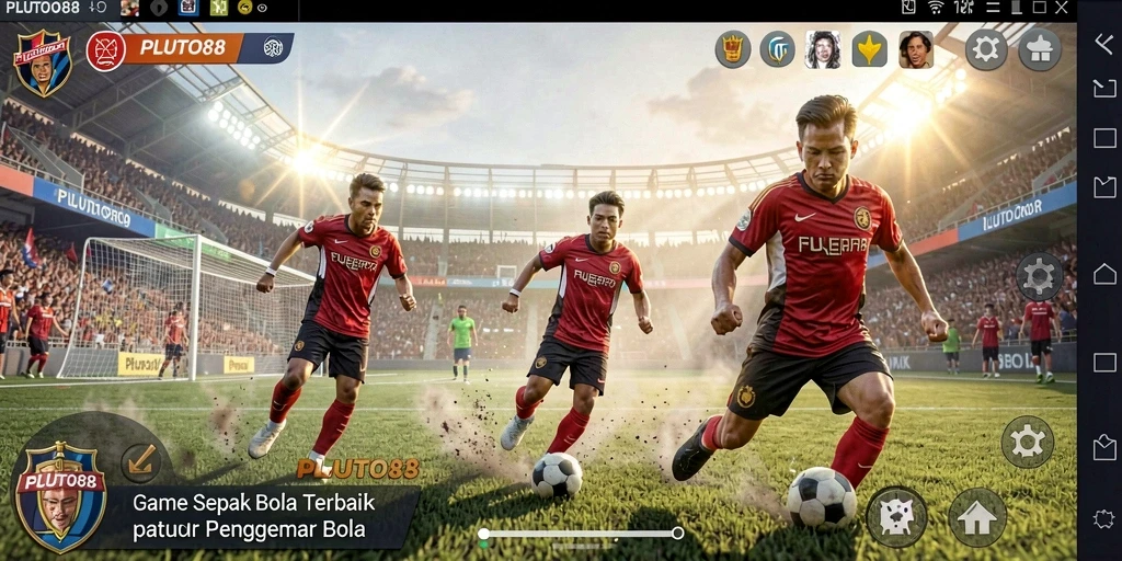 Gameplay seru PLUTO88 dengan pertandingan sepak bola yang mendebarkan.