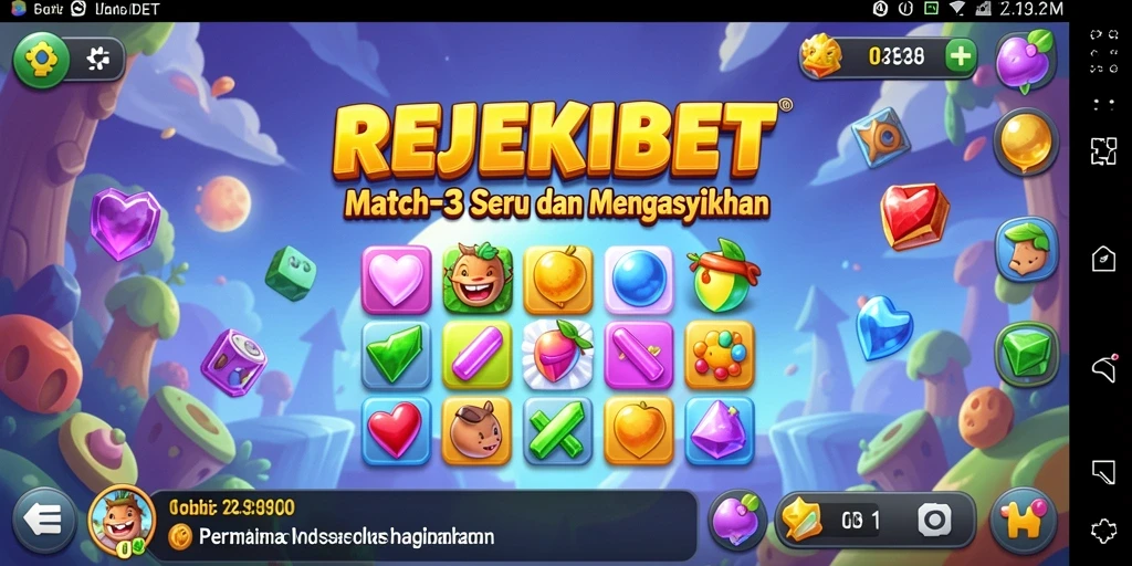 Tampilan gameplay seru REJEKIBET dengan warna-warna cerah.