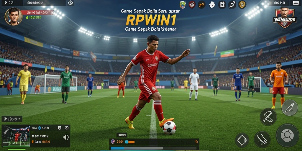 Tampilan gameplay seru di RPWIN1 dengan grafis sepak bola yang mendetail.